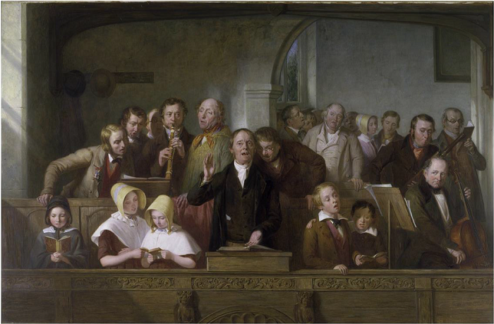 ‘A Village Choir’ [in 1820], oil painting by Thomas Webster (1800–1886). Victoria & Albert Museum, FA.222[O].