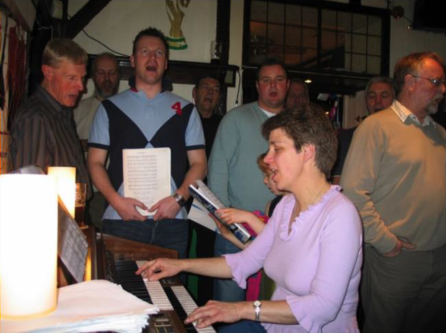 Carolling at the Blue Ball, Worrall, organist Julia Bishop, 9 December 2007.